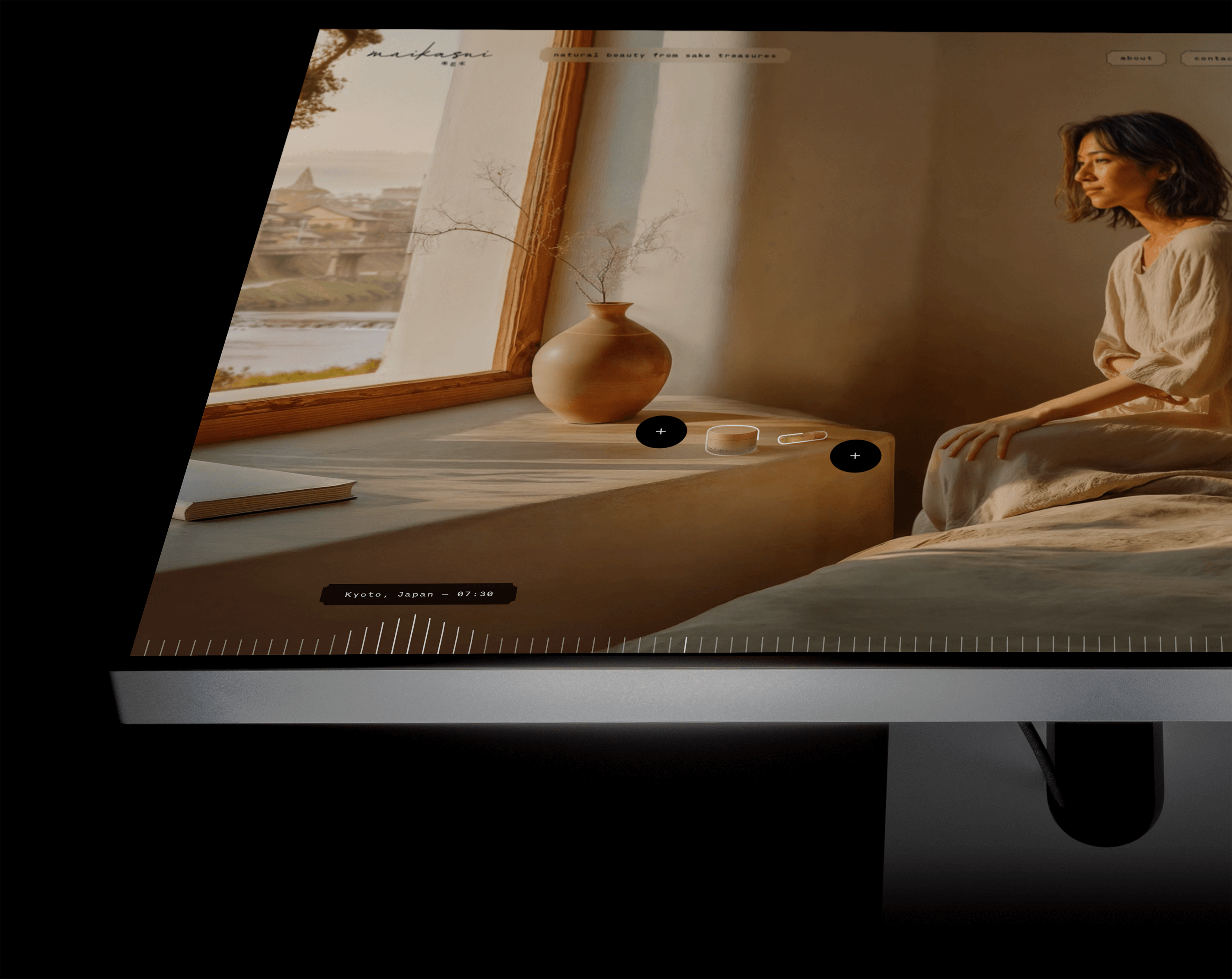 maikasui website timeline navigation to experience the Japanese beauty routine all day round