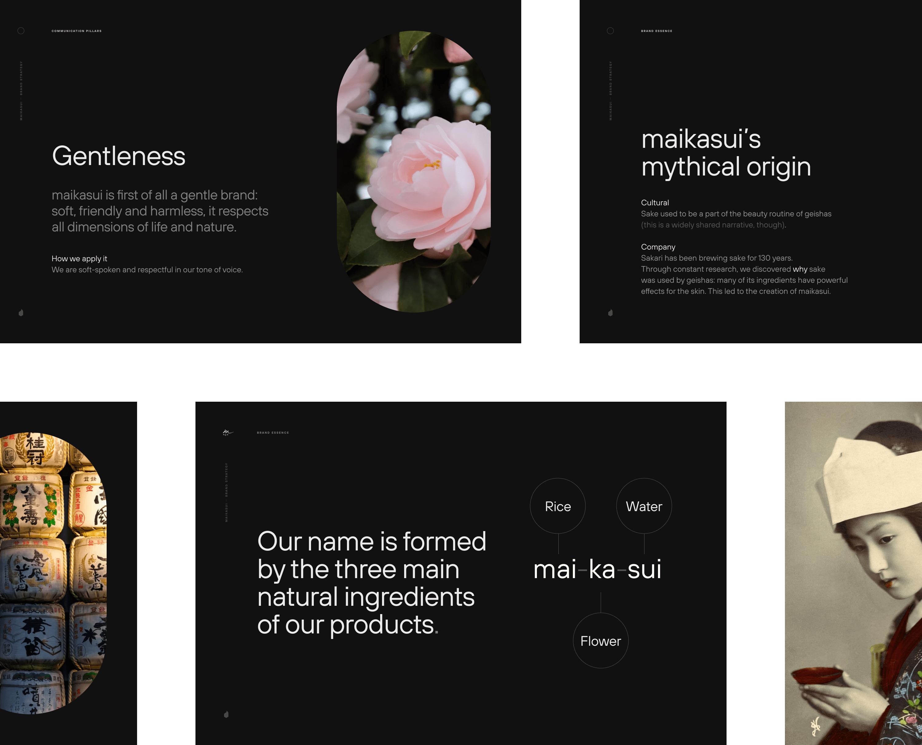 maikasui japanese handcare cosmetic premium brand strategy positioning values mythical origin brand pillars